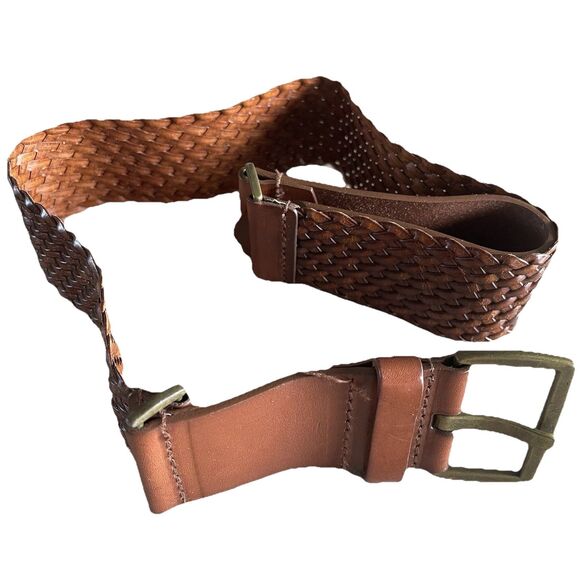 Vintage Women’s LOFT Leather Belt XS Woven Intrecciato Basket Weave Dressy Work main image 9